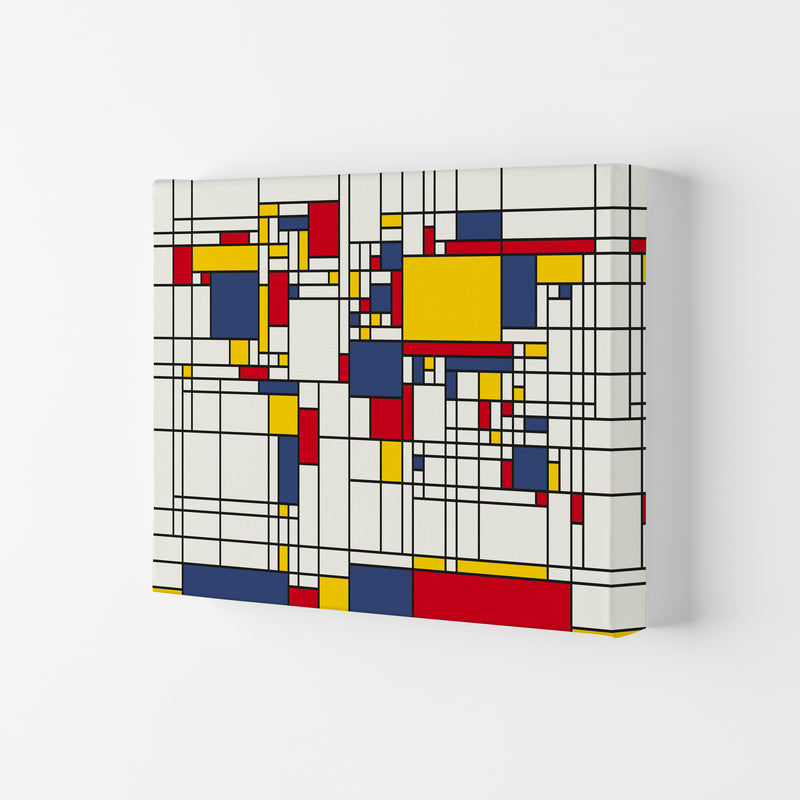 Abstract World Map in the style of Piet Mondrian Art Print by Michael Tompsett Canvas