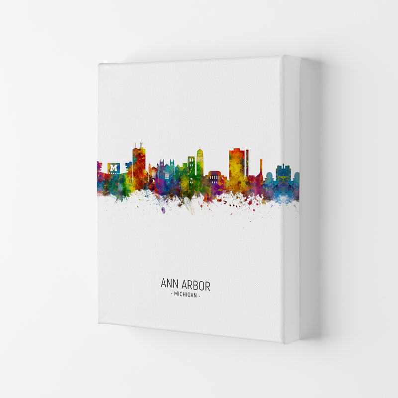 Ann Arbor Michigan Skyline Portrait Art Print by Michael Tompsett Canvas