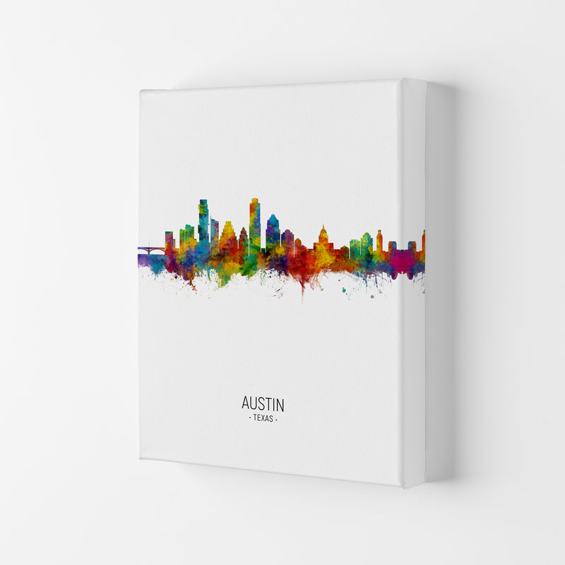 Austin Texas Skyline Portrait Art Print by Michael Tompsett Canvas