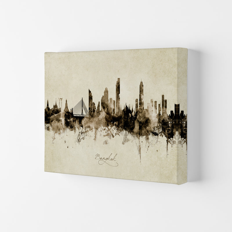 Bangkok Thailand Skyline Vintage Art Print by Michael Tompsett Canvas