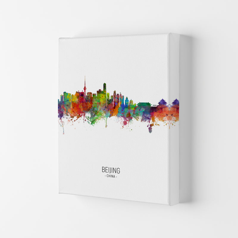 Beijing China Skyline Portrait Art Print by Michael Tompsett Canvas