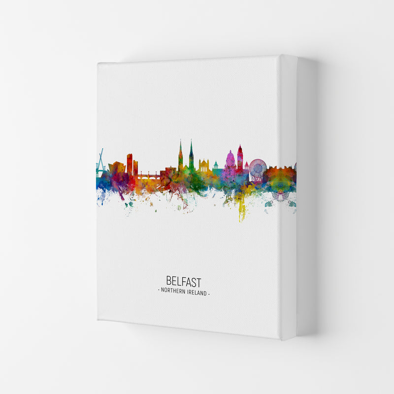 Belfast Northern Ireland Skyline Portrait Art Print by Michael Tompsett Canvas