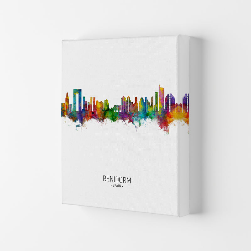 Benidorm Spain Skyline Portrait Art Print by Michael Tompsett Canvas