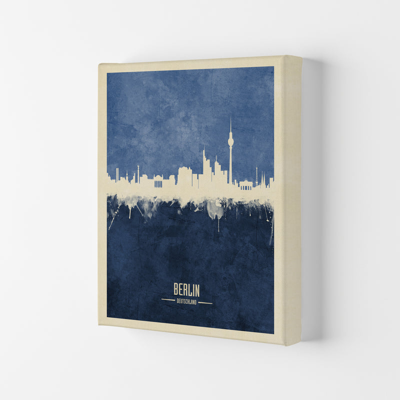 Berlin Germany Skyline Portrait Navy Art Print by Michael Tompsett Canvas