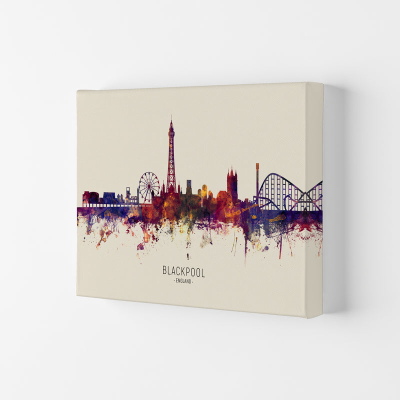 Blackpool England Skyline Autumn City Name Art Print by Michael Tompsett Canvas