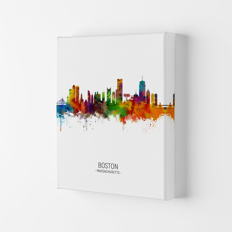 Boston Massachusetts Skyline Portrait Art Print by Michael Tompsett Canvas