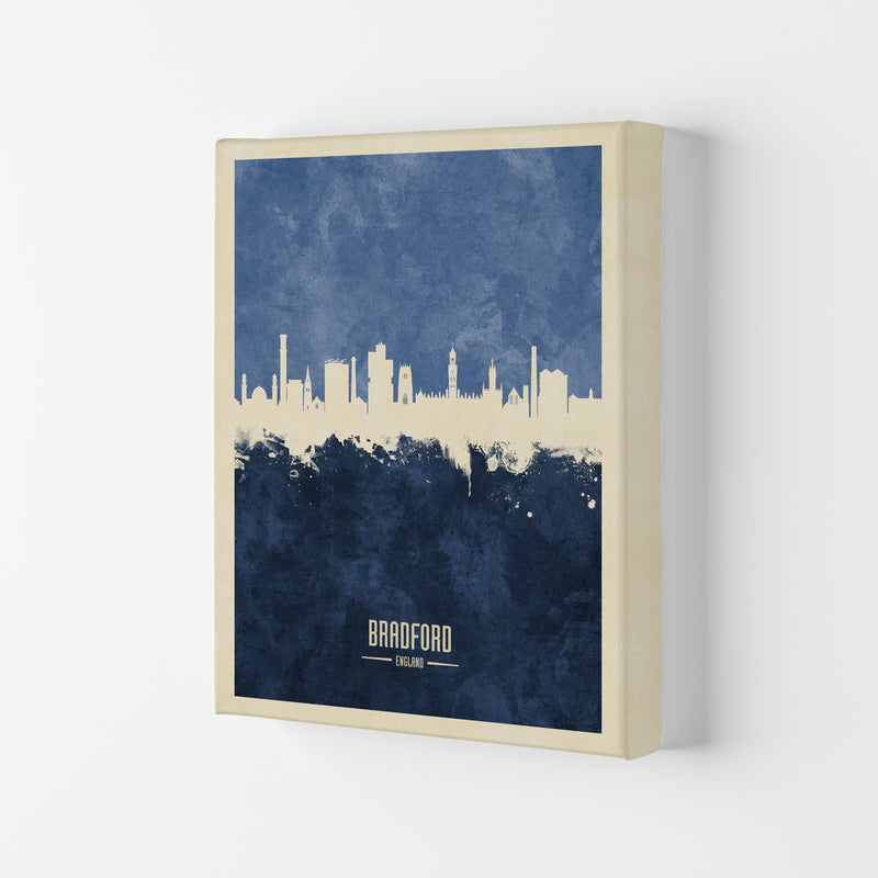 Bradford England Skyline Portrait Navy Art Print by Michael Tompsett Canvas