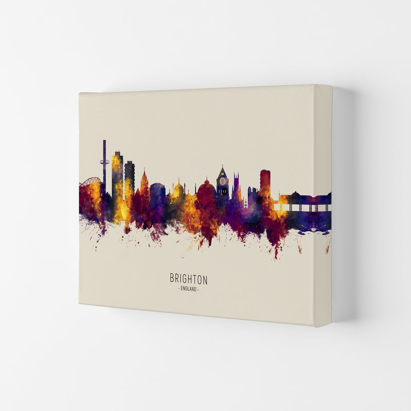 Brighton England Skyline Autumn City Name Art Print by Michael Tompsett Canvas