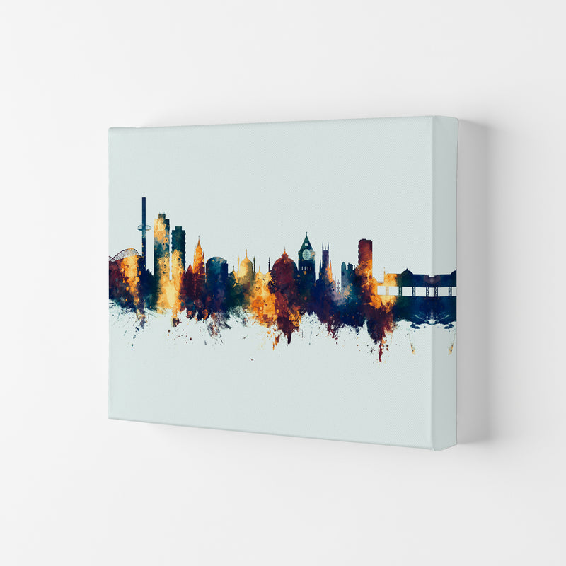 Brighton England Skyline Blue Orange Art Print by Michael Tompsett Canvas