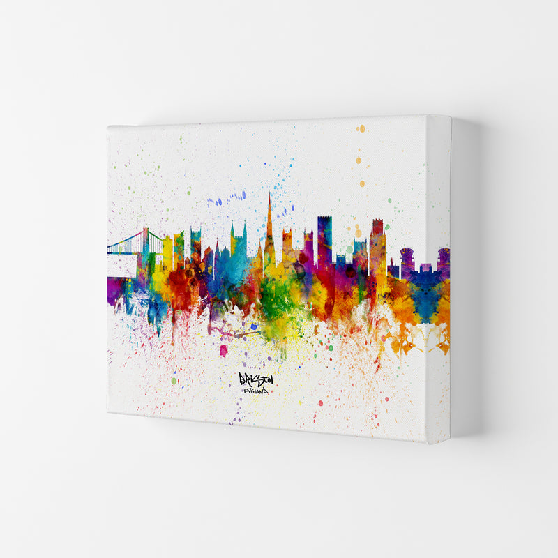 Bristol England Skyline Splash Art Print by Michael Tompsett Canvas