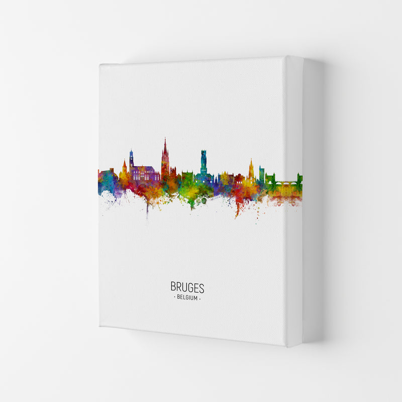 Bruges Belgium Skyline Portrait Art Print by Michael Tompsett Canvas