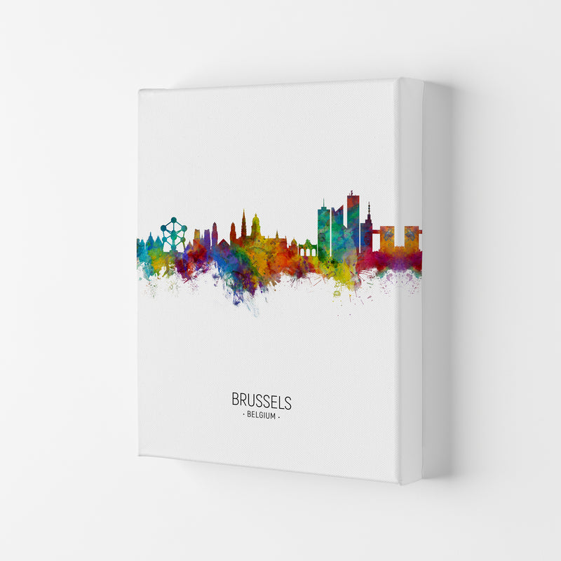 Brussels Belgium Skyline Portrait Art Print by Michael Tompsett Canvas