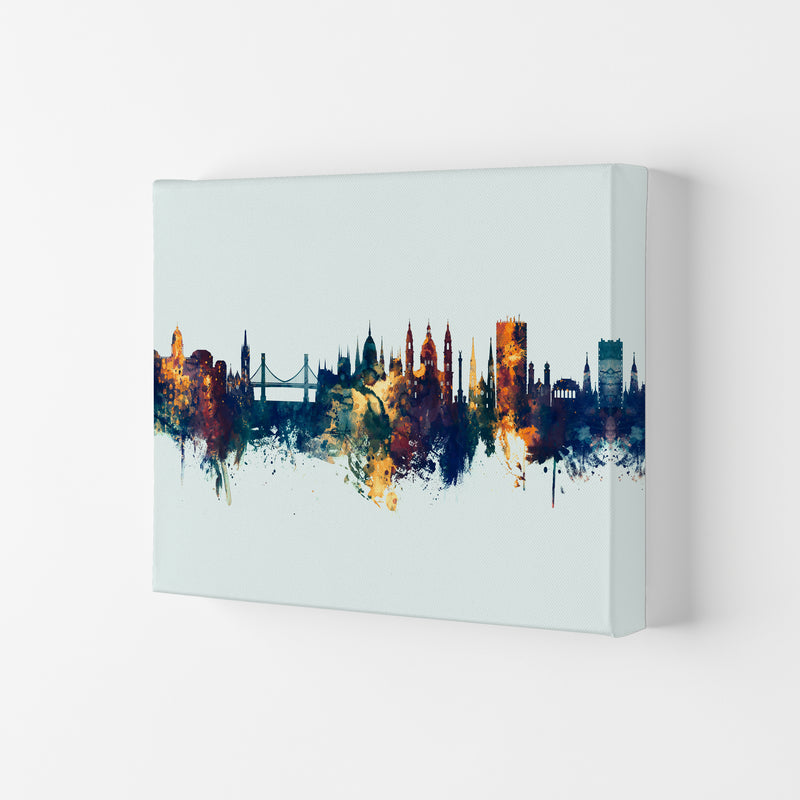 Budapest Hungary Skyline Blue Orange Art Print by Michael Tompsett Canvas