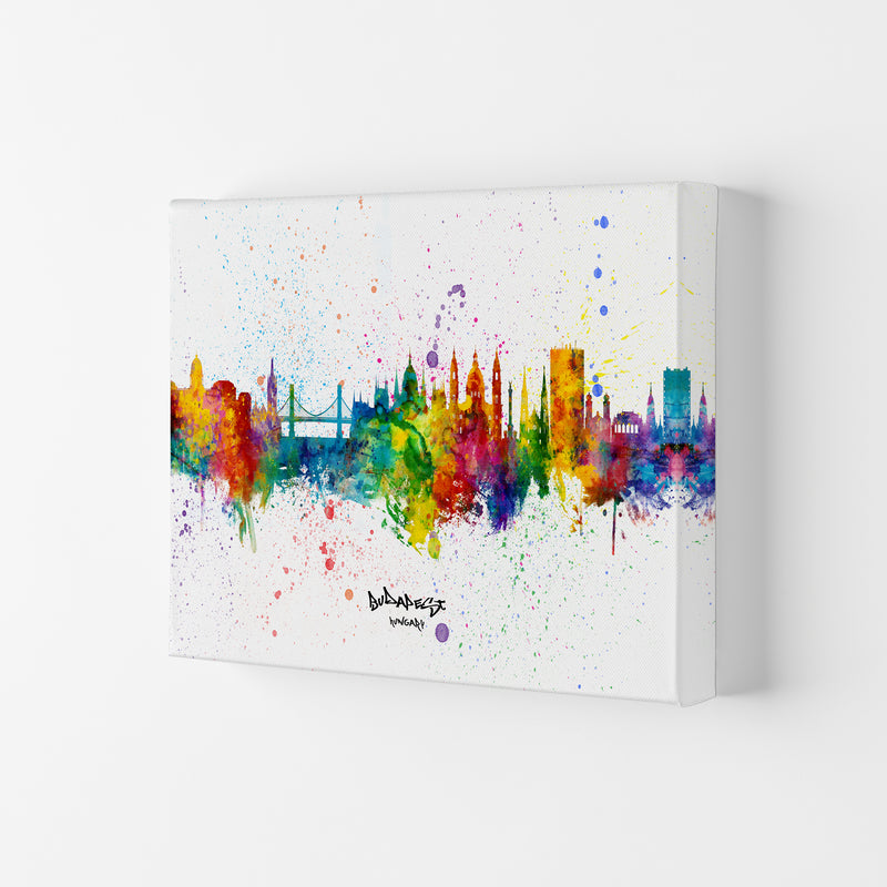 Budapest Hungary Skyline Splash Art Print by Michael Tompsett Canvas