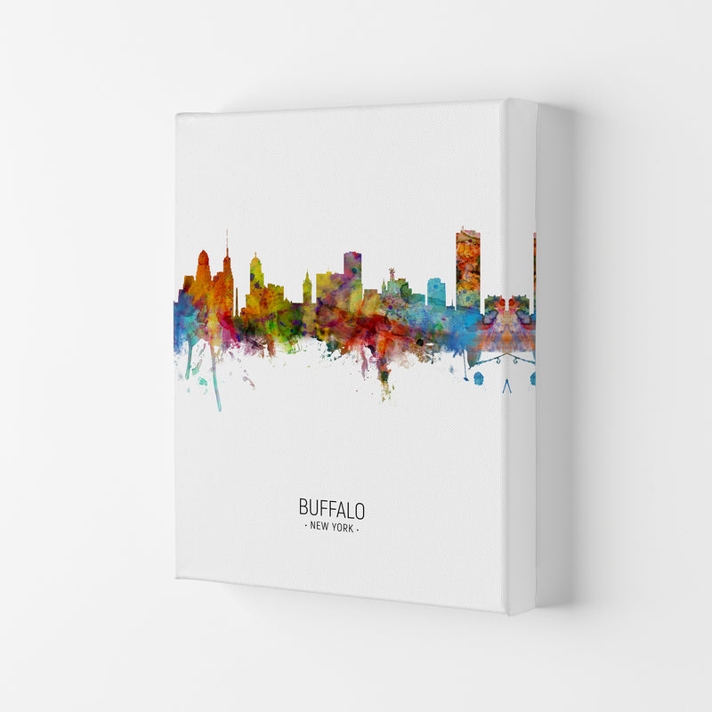 Buffalo New York Skyline Portrait Art Print by Michael Tompsett Canvas