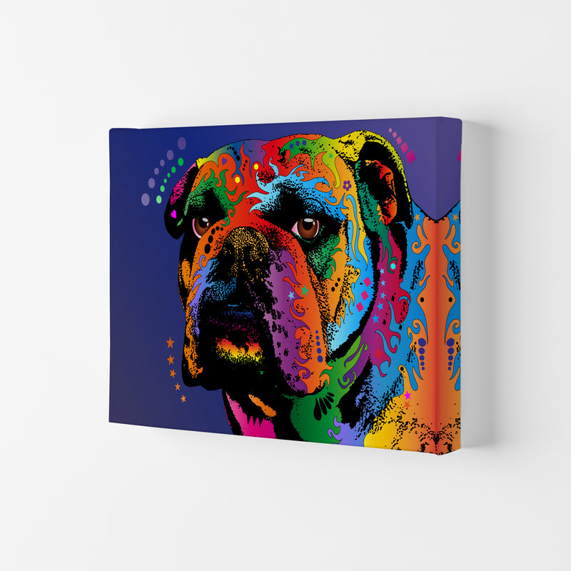 Bulldog Dog Blue Art Print by Michael Tompsett Canvas