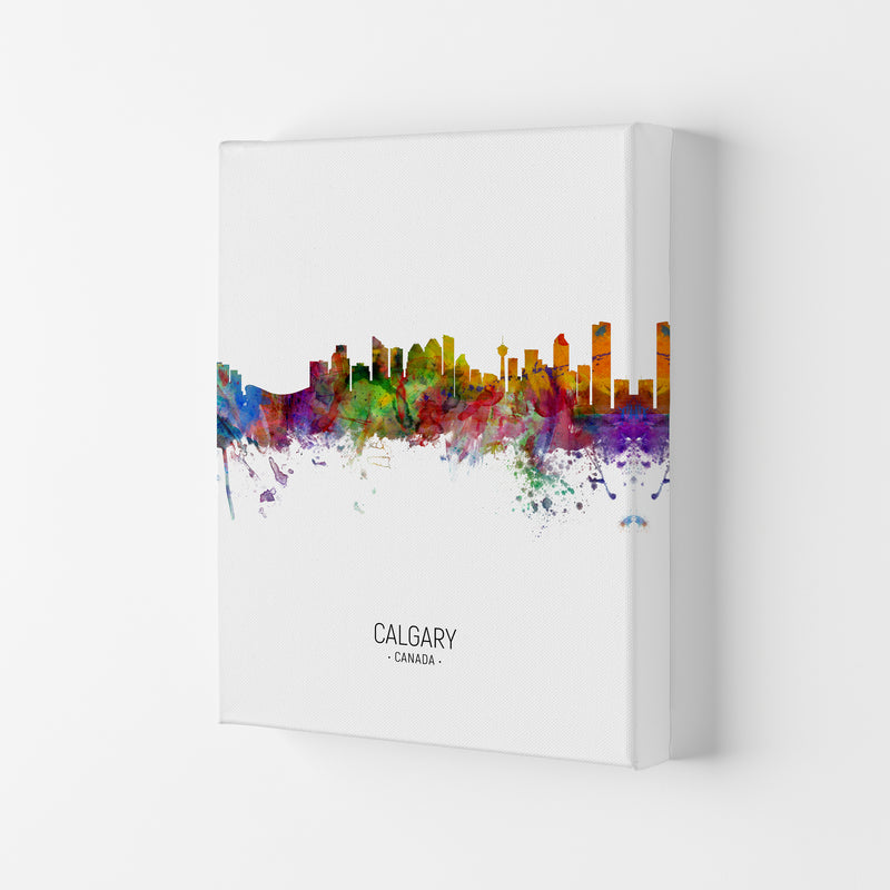 Calgary Canada Skyline Portrait Art Print by Michael Tompsett Canvas