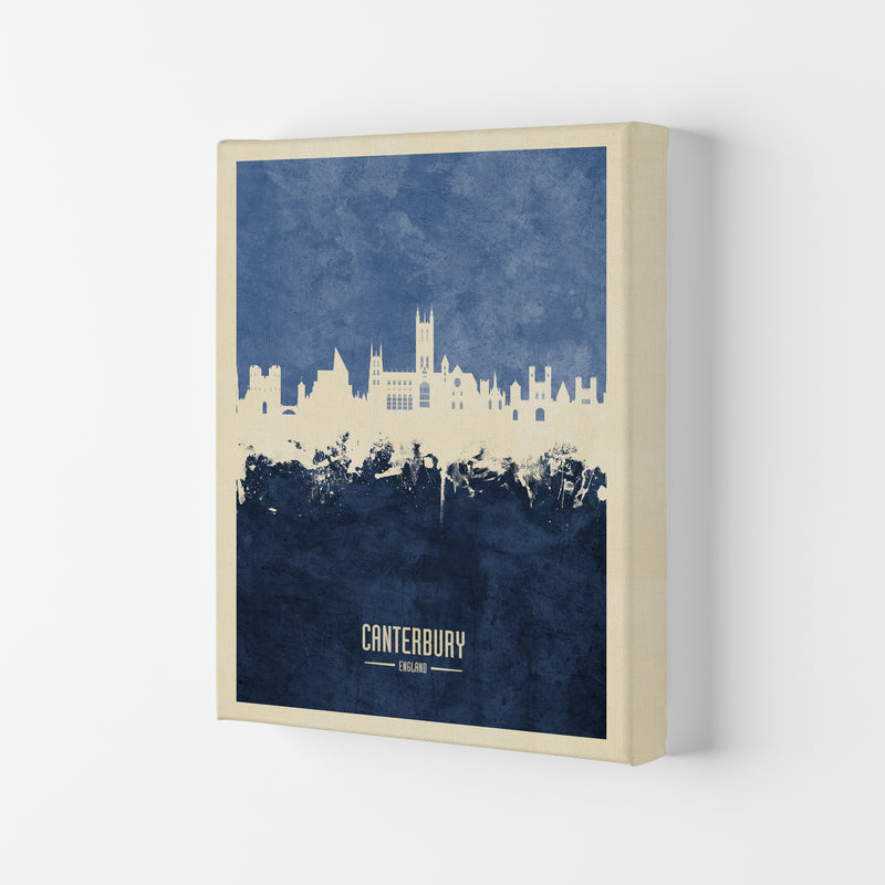 Canterbury England Skyline Portrait Navy Art Print by Michael Tompsett Canvas