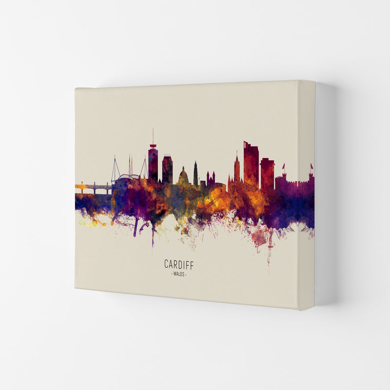 Cardiff Wales Skyline Autumn City Name Art Print by Michael Tompsett Canvas