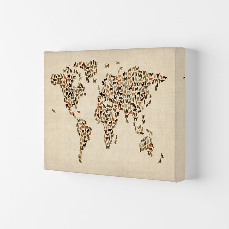 Cats Map of the World Art Print by Michael Tompsett Canvas