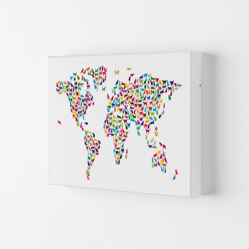Cats Map of the World Colour Art Print by Michael Tompsett Canvas