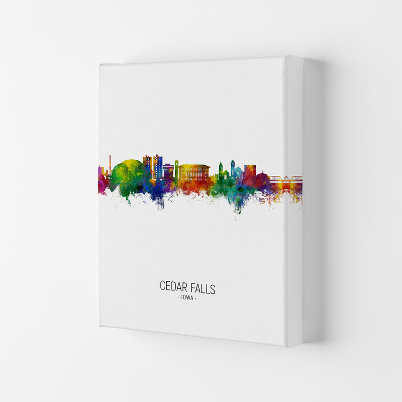 Cedar Falls Iowa Skyline Portrait Art Print by Michael Tompsett Canvas