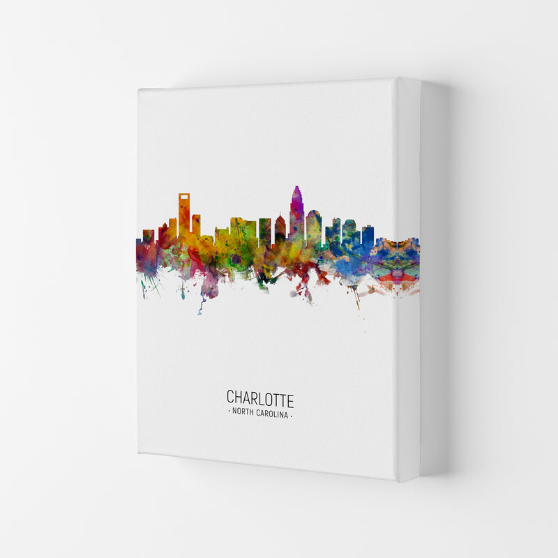 Charlotte North Carolina Skyline Portrait Art Print by Michael Tompsett Canvas