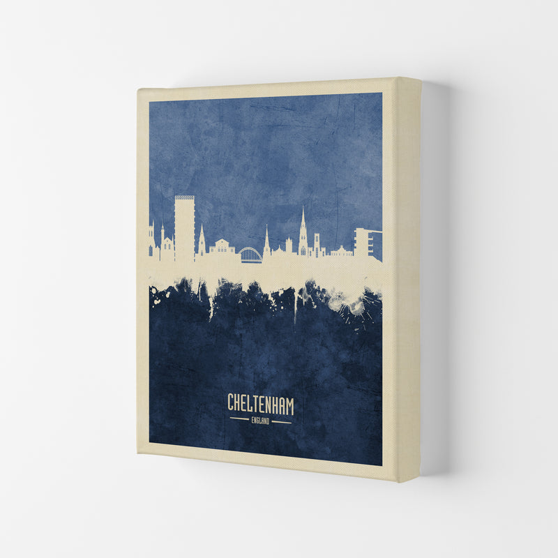 Cheltenham England Skyline Portrait Navy Art Print by Michael Tompsett Canvas