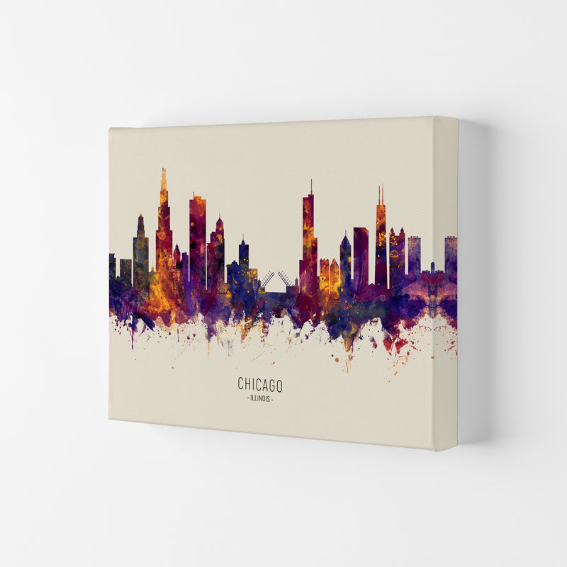 Chicago Illinois Skyline Autumn City Name Art Print by Michael Tompsett Canvas