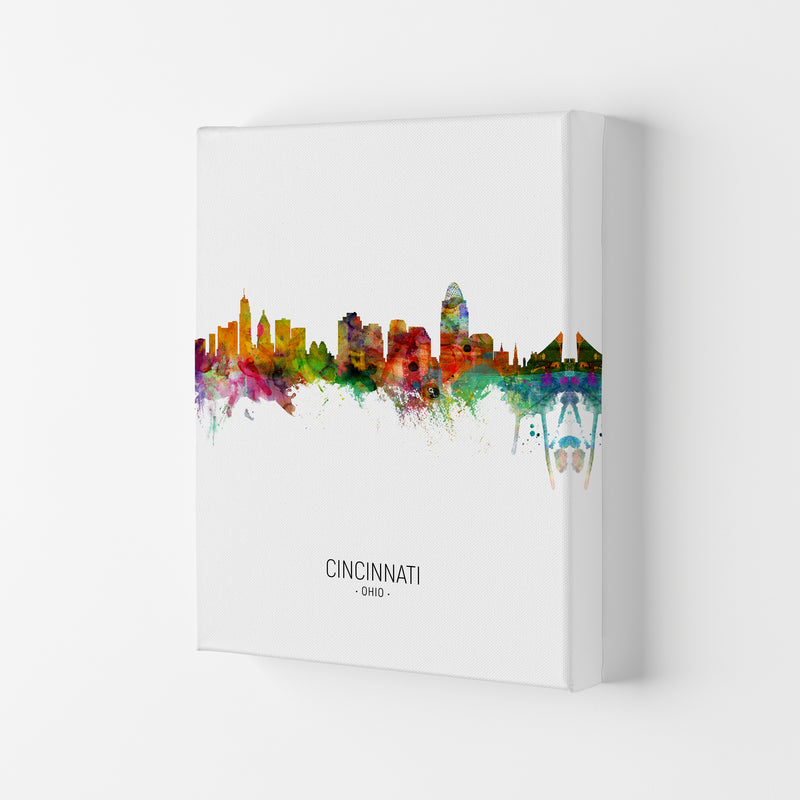 Cincinnati Ohio Skyline Portrait Art Print by Michael Tompsett Canvas