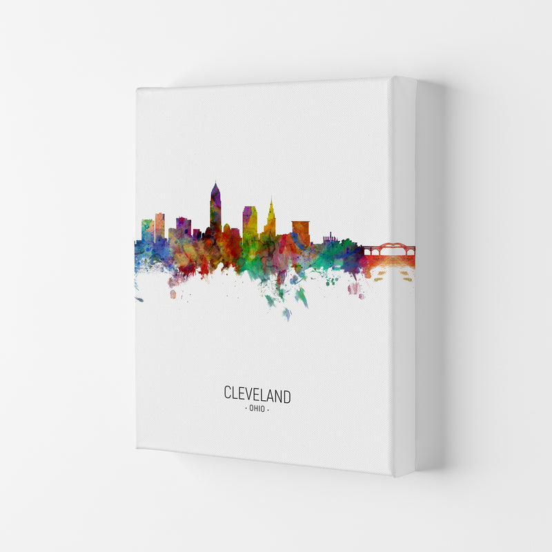 Cleveland Ohio Skyline Portrait Art Print by Michael Tompsett Canvas