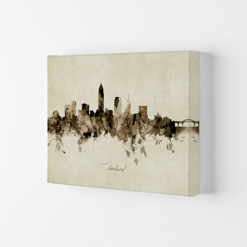 Cleveland Ohio Skyline Vintage Art Print by Michael Tompsett Canvas