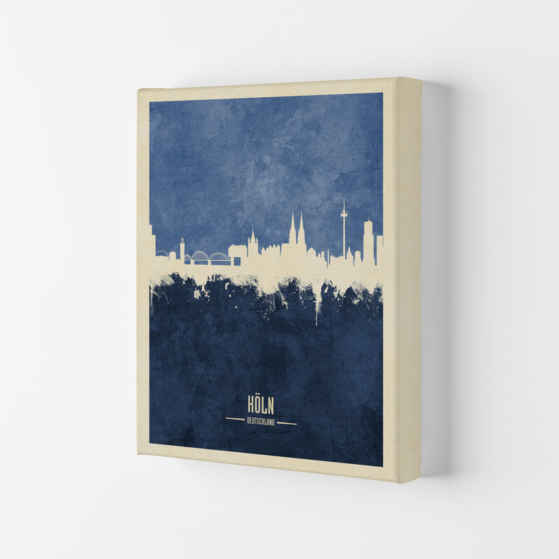 Cologne Germany Skyline Portrait Navy Art Print by Michael Tompsett Canvas