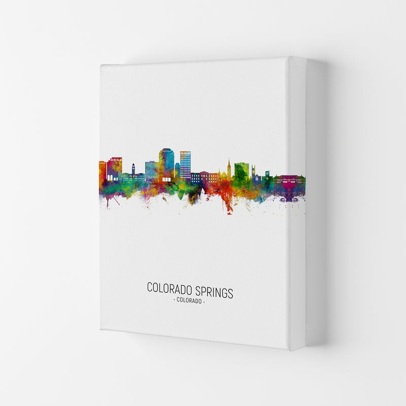 Colorado Springs Colorado Skyline Portrait Art Print by Michael Tompsett Canvas