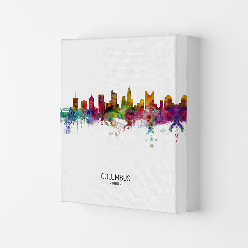 Columbus Ohio Skyline Portrait Art Print by Michael Tompsett Canvas