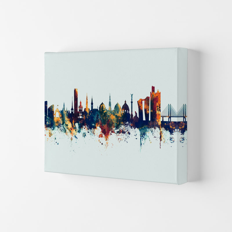 Copenhagen Denmark Skyline Blue Orange Art Print by Michael Tompsett Canvas