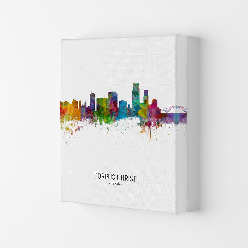 Corpus Christi Texas Skyline Portrait Art Print by Michael Tompsett Canvas