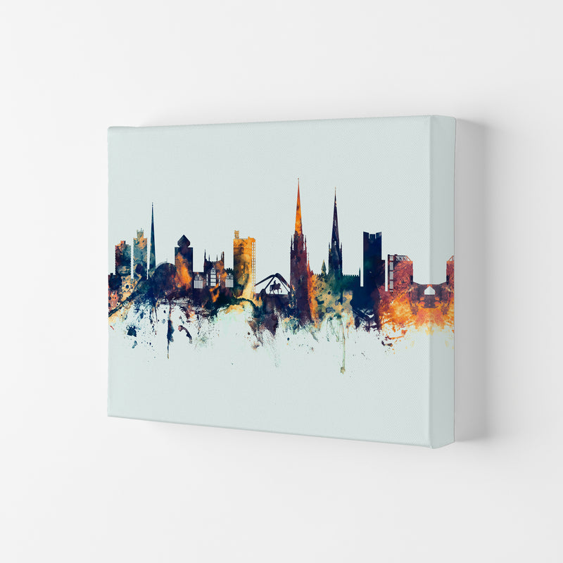 Coventry England Skyline Blue Orange Art Print by Michael Tompsett Canvas