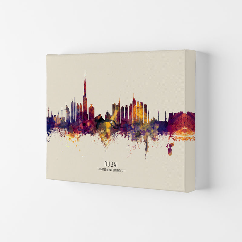 Dubai United Arab Emirates Skyline Autumn City Name Art Print by Michael Tompsett Canvas