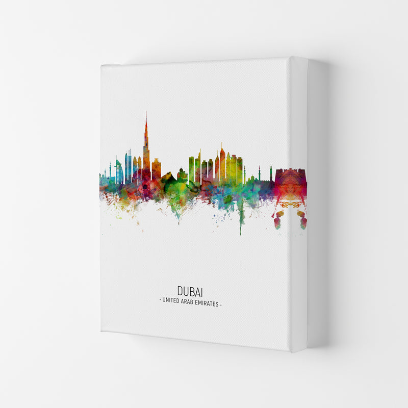 Dubai United Arab Emirates Skyline Portrait Art Print by Michael Tompsett Canvas