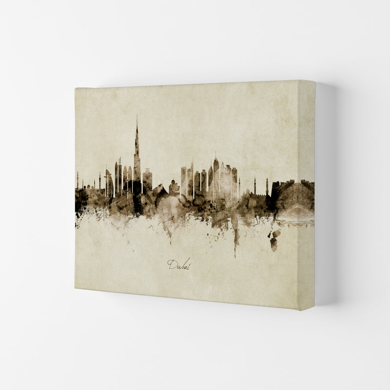Dubai United Arab Emirates Skyline Vintage Art Print by Michael Tompsett Canvas