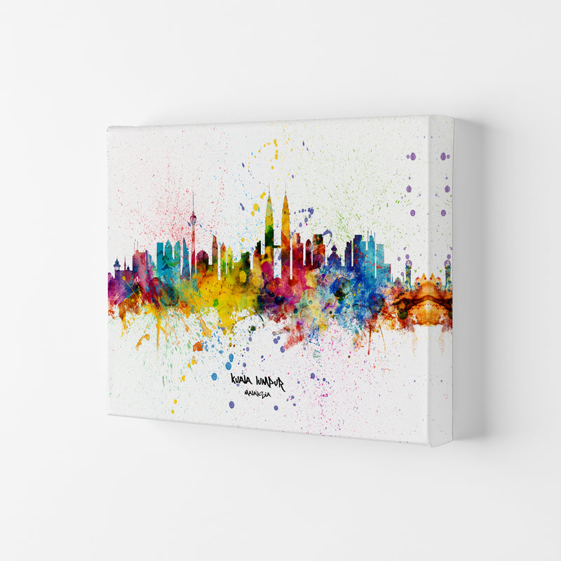 Kuala Lumpur Malaysia Skyline Splash Art Print by Michael Tompsett Canvas