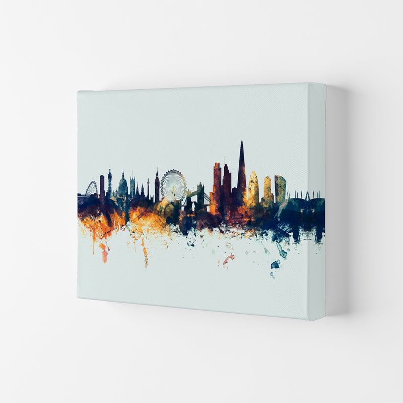 London England Skyline Blue Orange Art Print by Michael Tompsett Canvas
