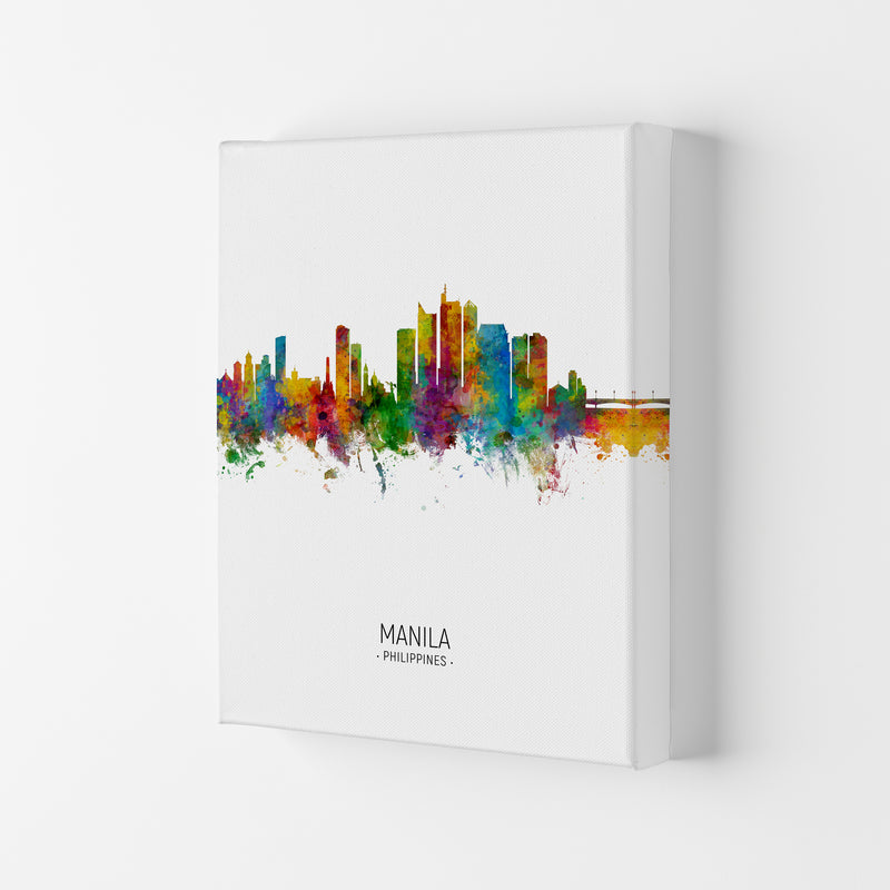 Manila Philippines Skyline Portrait Art Print by Michael Tompsett Canvas