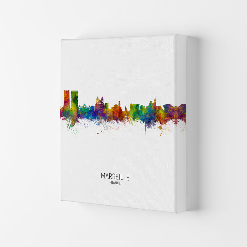 Marseille France Skyline Portrait Art Print by Michael Tompsett Canvas