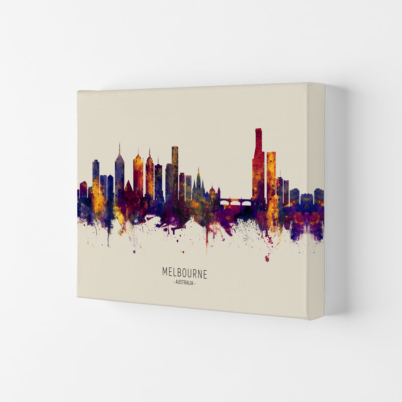 Melbourne Australia Skyline Autumn City Name Art Print by Michael Tompsett Canvas