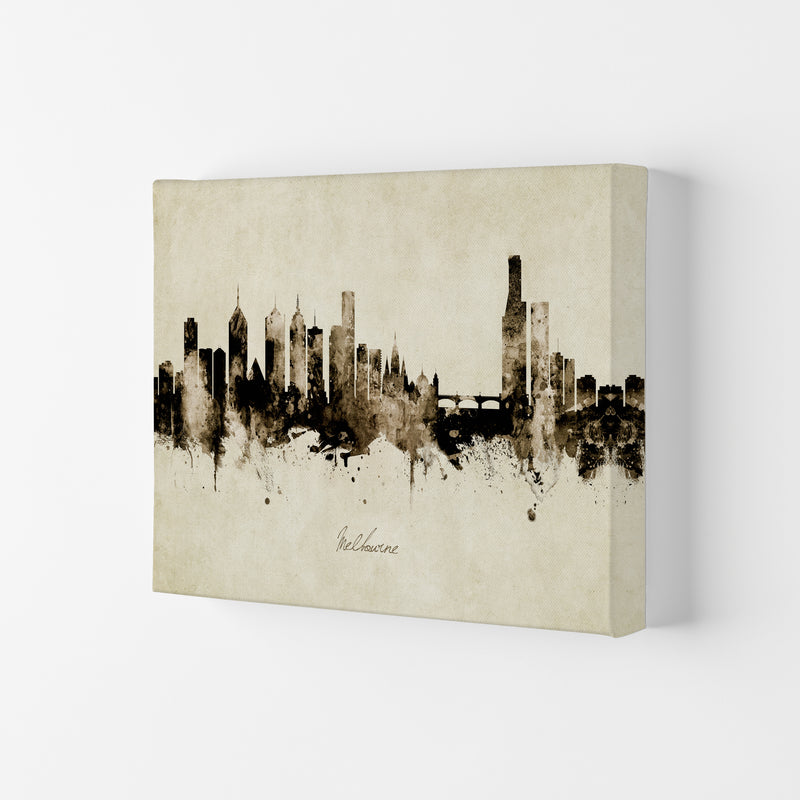 Melbourne Australia Skyline Vintage Art Print by Michael Tompsett Canvas