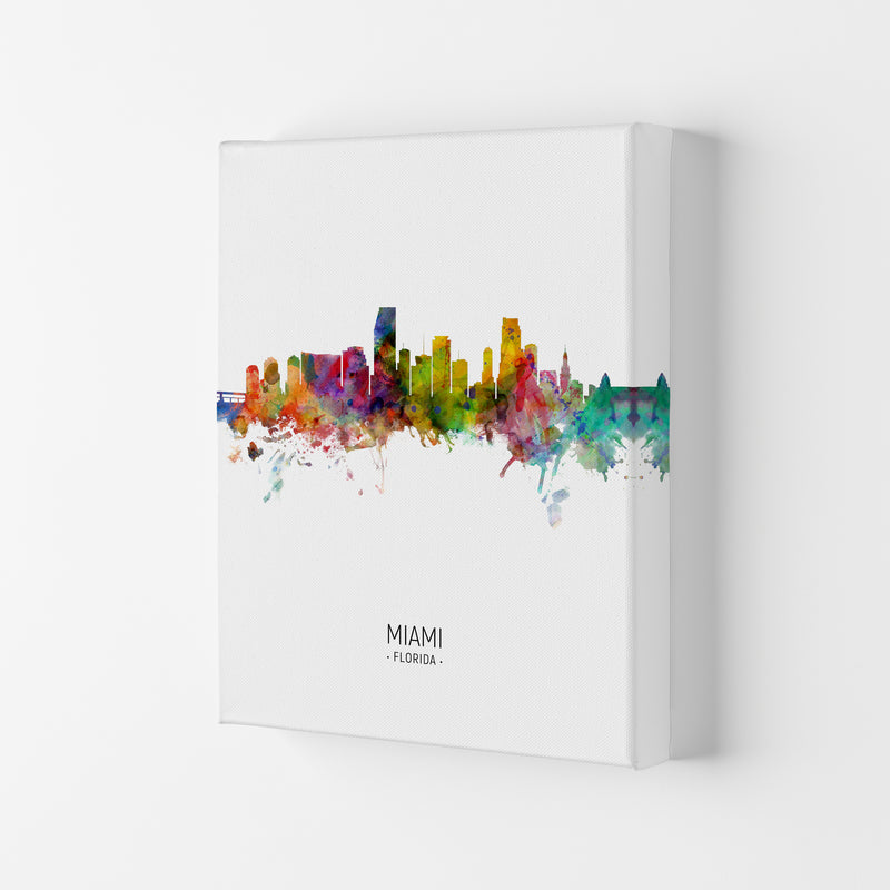 Miami Florida Skyline Portrait Art Print by Michael Tompsett Canvas