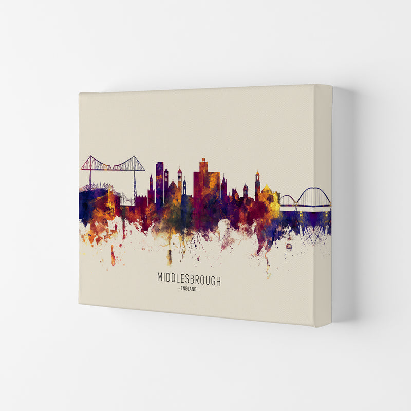 Middlesbrough England Skyline Autumn City Name Art Print by Michael Tompsett Canvas