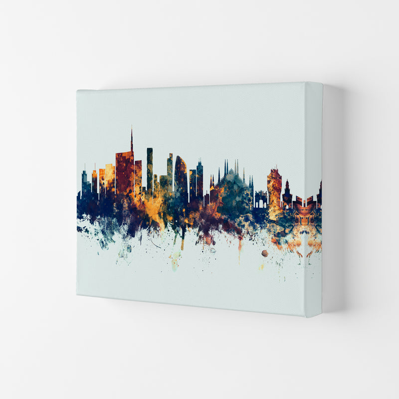 Milan Italy Skyline Blue Orange Art Print by Michael Tompsett Canvas